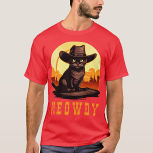 Camiseta Gato Engraçado Cowboy Cowgirl Meow Howdy Meowdy 4