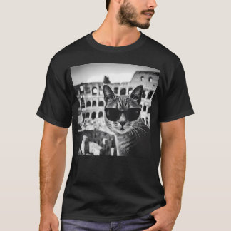 Camiseta Gato engraçado da Itália usando óculos de sol no C