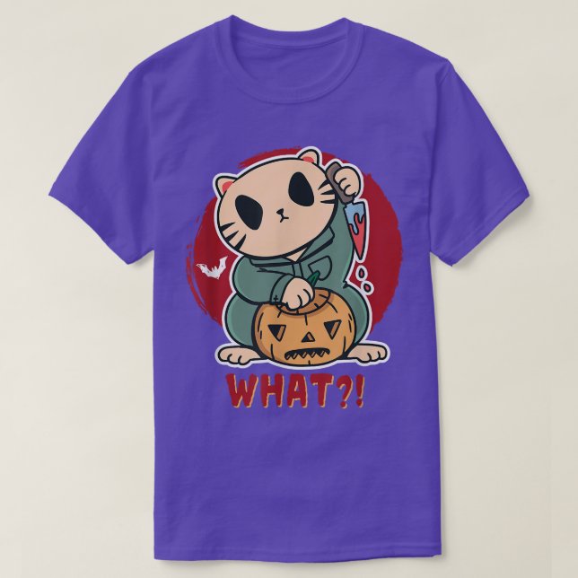 Camiseta Gato Engraçado De Assassinato Com Faca Assustadora (Frente do Design)