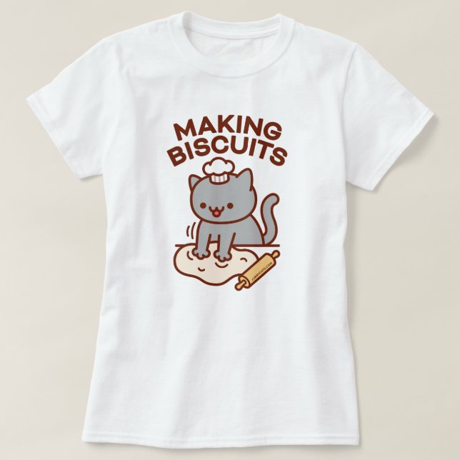 Camiseta Gato Engraçado de BISCUITS de fazer (Frente do Design)