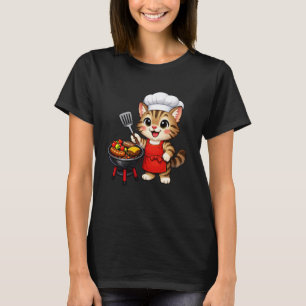 Camiseta Gato engraçado de churrasco grelhando churrasco