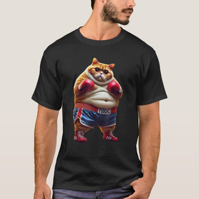 Camiseta Gato Engraçado de Formação de Ginástica em Boxing  (Frente)