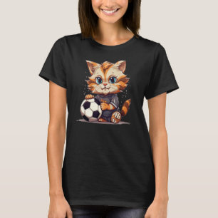 Camiseta Gato engraçado de futebol para adeptos do esporte,