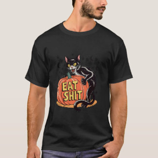 Camiseta Gato engraçado de Halloween e Abóbora