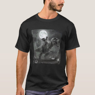 Camiseta Gato Engraçado de Morcego Montando um T-Rex Meme F