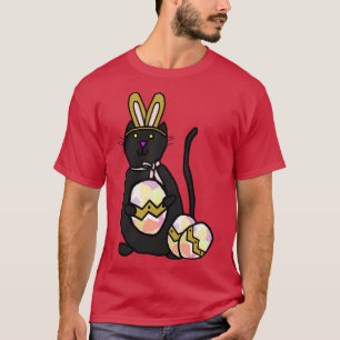 Camiseta Gato Engraçado de Orelhas de Coelho