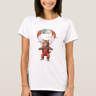 Camiseta Gato Engraçado de Paraquedismo
