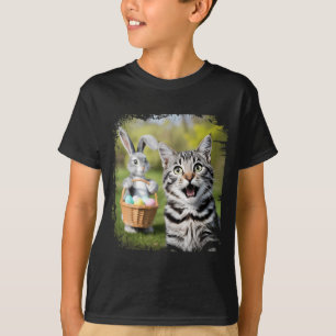 Camiseta Gato engraçado de Páscoa selfie com gato coelho de