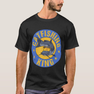Camiseta Gato engraçado de pesca de gato rei Caçadores de p