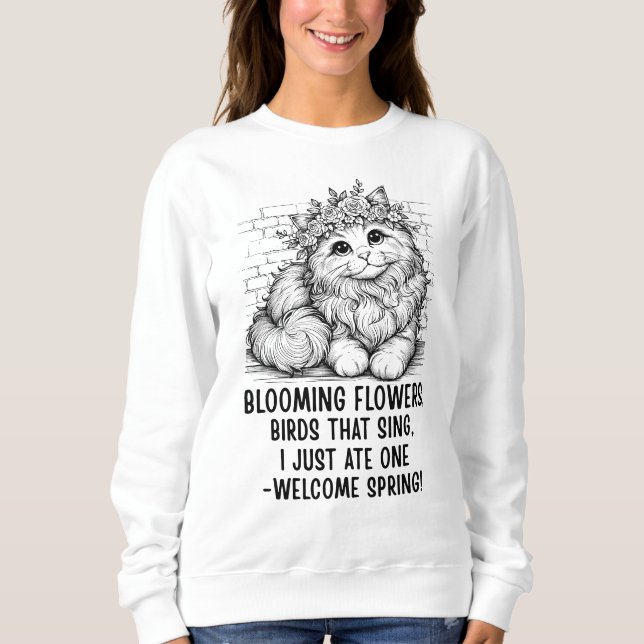 Camiseta Gato Engraçado de Primavera (Frente)