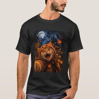 Camiseta Gato engraçado de selfie de Halloween