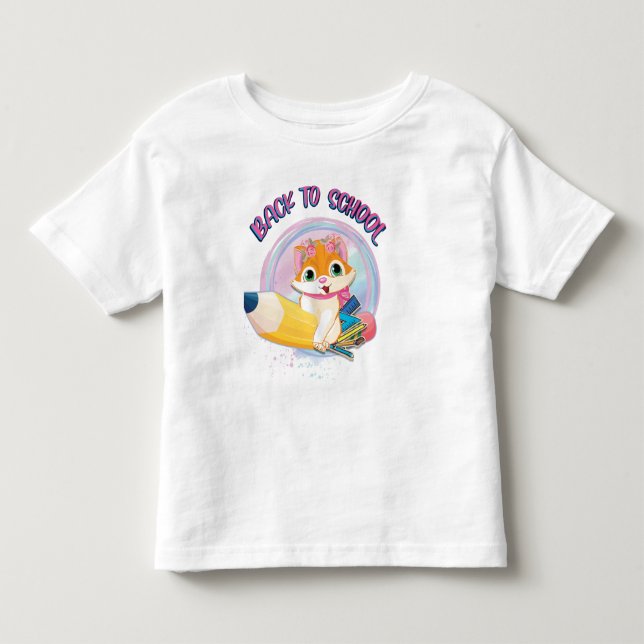 Camiseta Gato Engraçado De Volta À Escola (Frente)