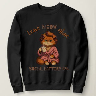 Camiseta Gato engraçado Deixe-me em paz Bateria social 0