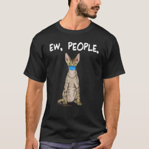 Camiseta Gato engraçado Devon Rex usando máscara facial