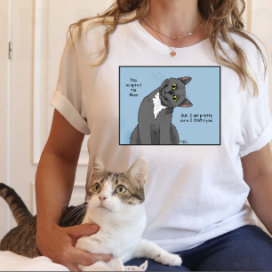 Camiseta Gato Engraçado Dia das Mães Gato Cinza Azul