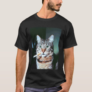 Camiseta Gato Engraçado Dizendo Meme de Fumar Sarcástico Hu