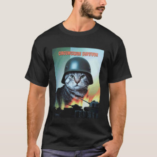Camiseta Gato Engraçado Dizendo Sobrevivente à Circuncisão