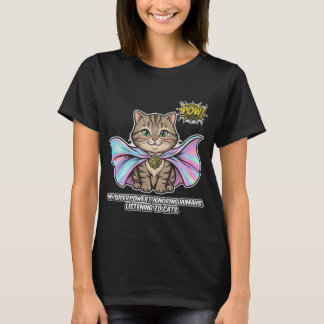Camiseta Gato Engraçado Domador Superpoder Cape Tabby Cômic