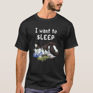 Camiseta Gato Engraçado Dormindo com Peixe para Amantes de
