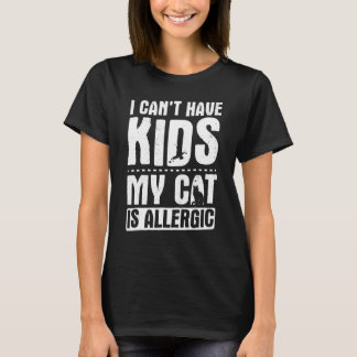 Camiseta Gato Engraçado é Alérgico, Sem Crianças, Mas Gatos