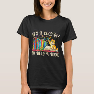Camiseta Gato engraçado e amantes de livros - um bom dia pa
