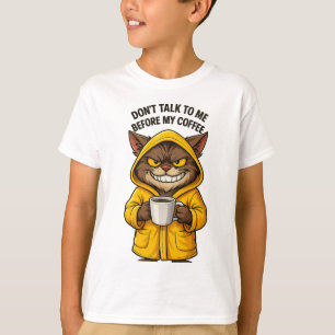 Camiseta Gato Engraçado E Café