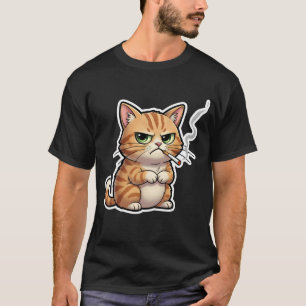 Camiseta Gato engraçado e descolado meme gato fumando cigar