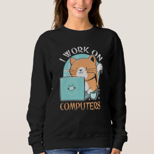 Camiseta Gato Engraçado E Laptop De Computador, Pés, Eu Tra