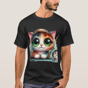 Camiseta Gato Engraçado e Peixe no Espaço - Animal Engraçad