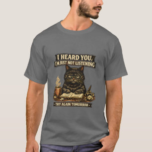 Camiseta Gato Engraçado e Sarcástico Eu Ouvi Você Introvert