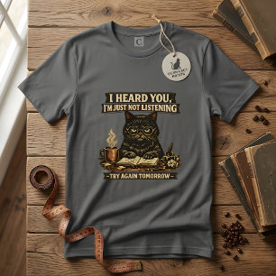 Camiseta Gato Engraçado e Sarcástico Eu Ouvi Você Introvert