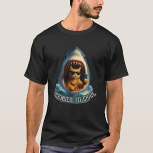 Camiseta Gato engraçado e tubarão My Chill design de camise