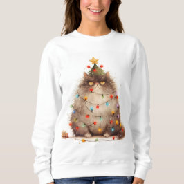 Camiseta Gato Engraçado Em Luas De Natal Gato Engraçado