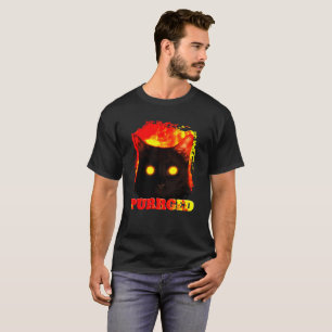 Camiseta Gato engraçado enxugado da ilustração do inferno