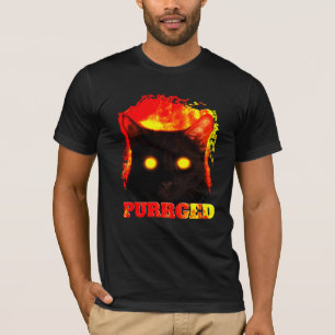 Camiseta Gato engraçado enxugado da ilustração do inferno T
