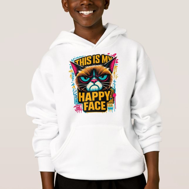 Camiseta Gato Engraçado, Esse É Meu Rosto Feliz (Frente)