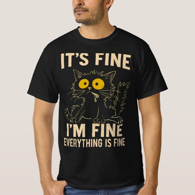 Camiseta Gato Engraçado Estressado - Está Tudo Bem Estou Be (Frente)