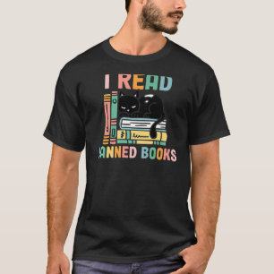Camiseta Gato Engraçado Eu Li Livros Banidos Livros Engraça