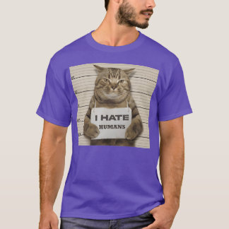 Camiseta Gato Engraçado Eu Odeio o garoto Humans