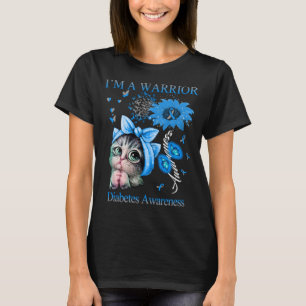 Camiseta Gato Engraçado Eu sou um guerreiro Diabetes Consci