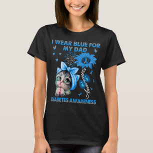 Camiseta Gato Engraçado Eu Visto Azul Para Minha Diabetes P