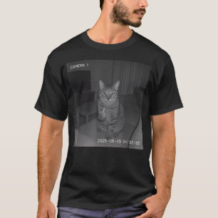Camiseta Gato Engraçado Fazendo Sinal de Dedo do Meio na Câ