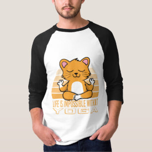 Camiseta Gato engraçado fazendo yoga.