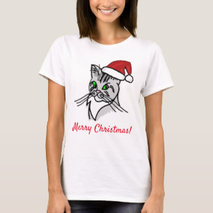 Camiseta Gato Engraçado Feliz Natal personalizável