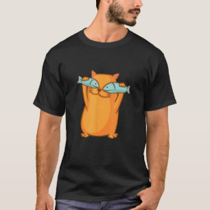 Camiseta Gato engraçado fofo tem olhos de peixe, raspadores