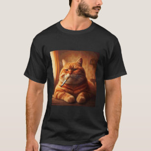 Camiseta Gato engraçado fumando cigarro design de meme de g