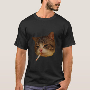 Camiseta Gato Engraçado Fumando, Gatinho de Cigarro Meme Ge