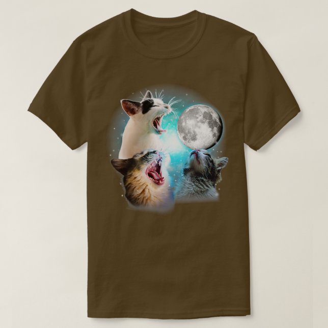 Camiseta Gato Engraçado, Gatos A Mogar À Lua, Gato Ao Lover (Frente do Design)