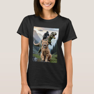 Camiseta Gato Engraçado Gorila Dinossauro OVNI Meme Humor A
