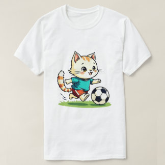 Camiseta Gato Engraçado Jogando Futebol Fofo Vintage